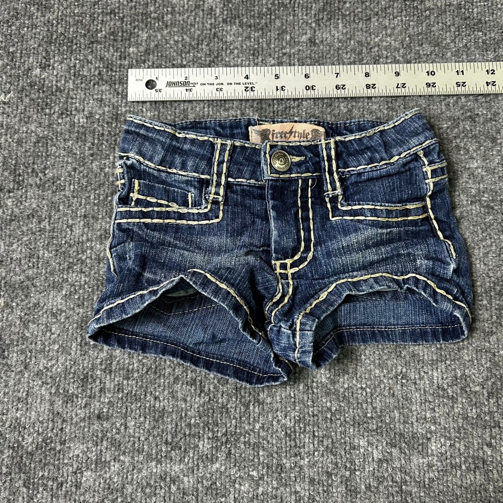 Freestyle Revolution Denim Shorts Girls Size 3T Blue Thick Stitch Stretch Casual